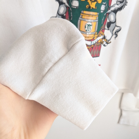 Vtg 80s White Grunge Cropped Oversized Sweatshirt - Picture 9 of 13